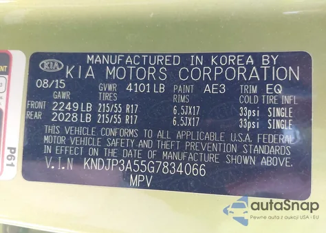 2016 Kia Soul + z USA, uszkodzony, nr VIN KNDJP3A55G7834066